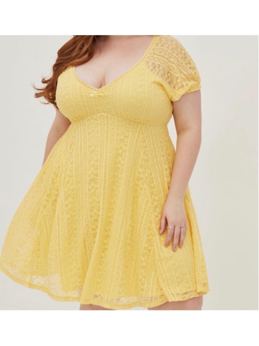 Torrid x Betsey Johnson Plus Size 2 NWT Yellow Lace Fit and Flare Skater Dress